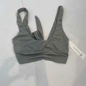 Riot Swim bikini top in cool gray “pico” style, xs, ruched, bandeau